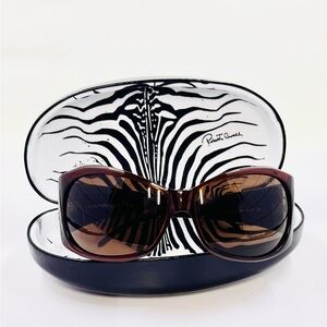 Roberto Cavalli Brown Sunglasses W/Rhinestone & Zebra Case lole 193s Excellent